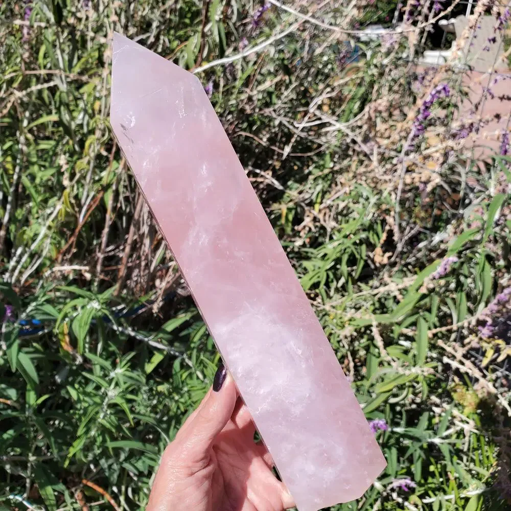 XL Rose Quartz Large Deep Pink Flashy Crystal Tower 1610 grams